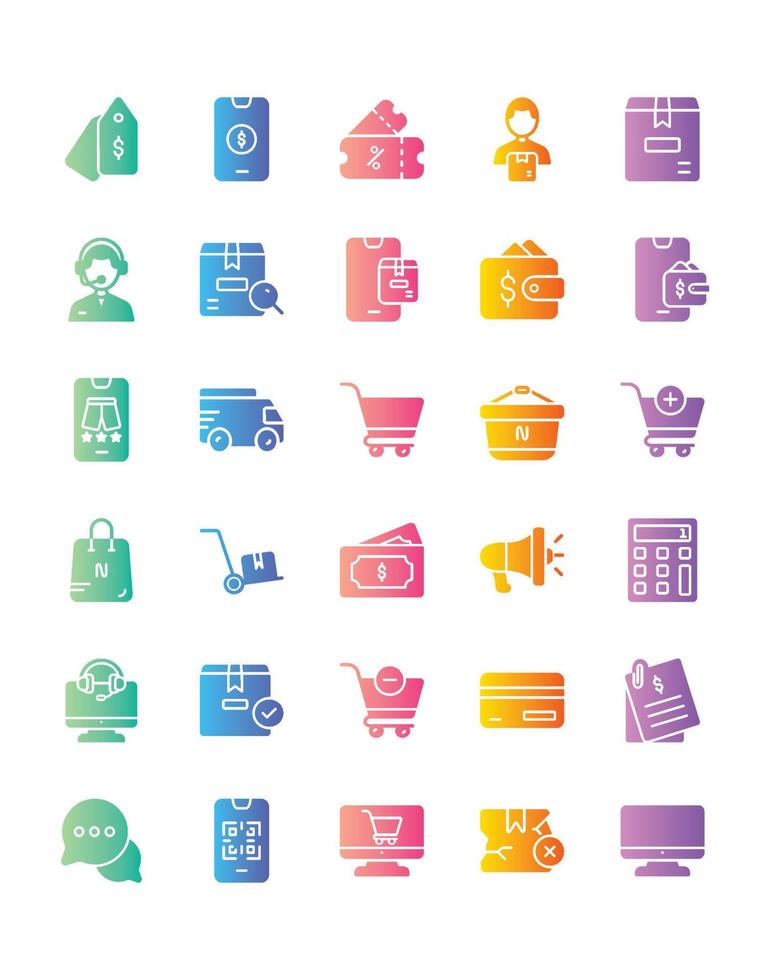 Ecommerce Icon Set 30 isolated on white background vector