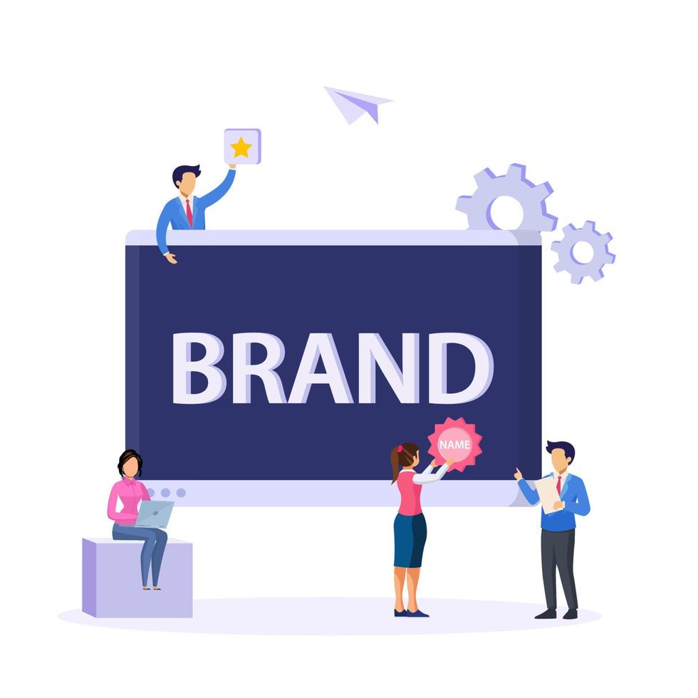 Business brand vector concept. Building brand marketing strategy. Brand name, brand planning, brand reputation.