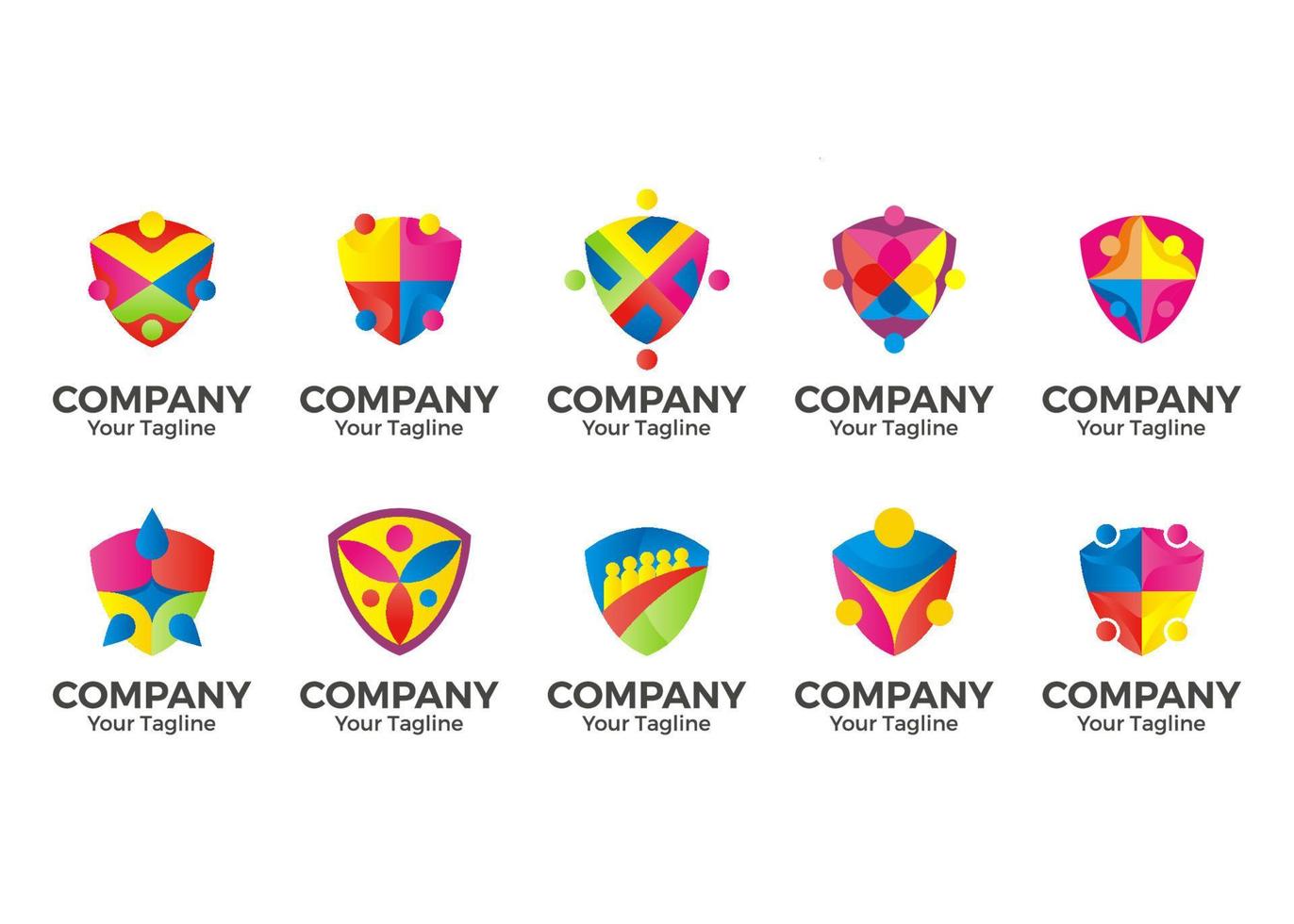 Set of community logo. People crowd vector logo. Abstract people logo. Teamwork logo. Network logo. Community vector illustration.