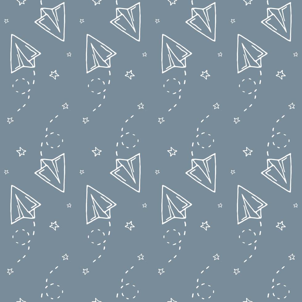 Seamless pattern with vector paper airplane.