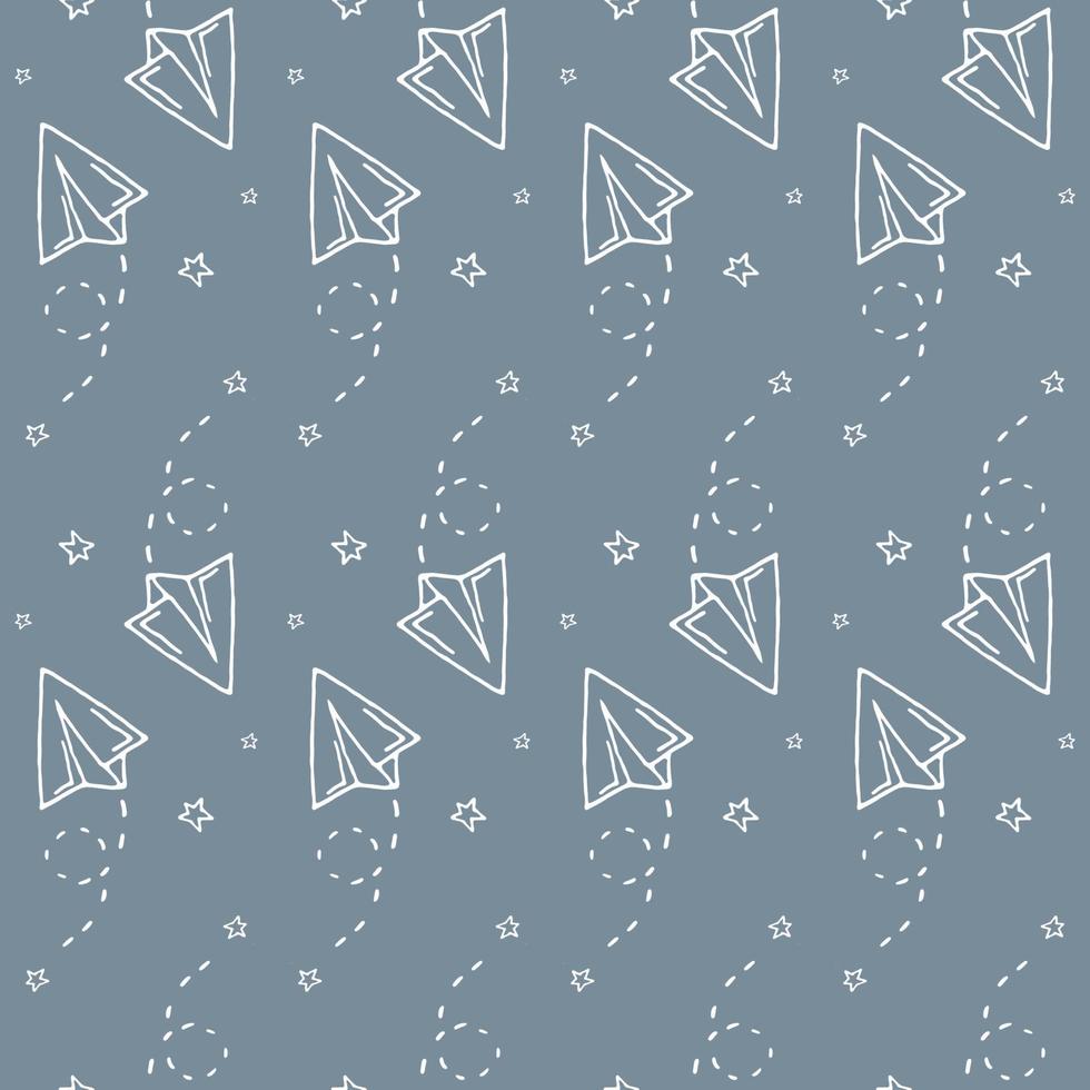 Seamless pattern with vector paper airplane.