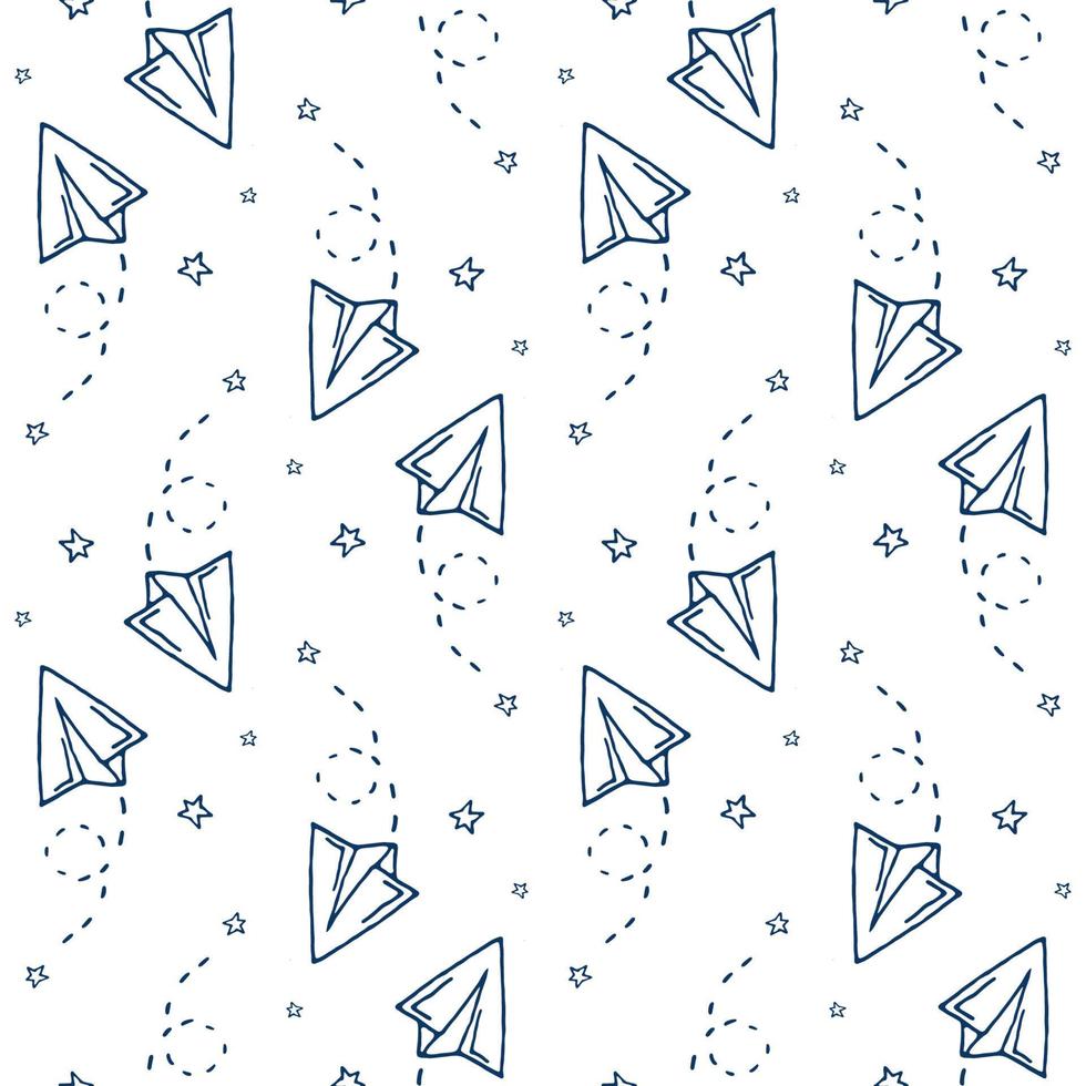 Seamless pattern with vector paper airplane.
