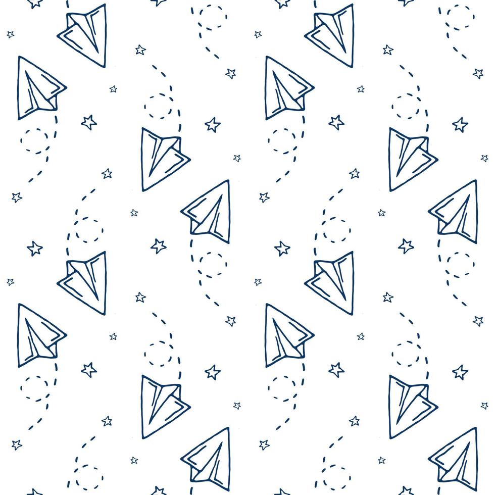 Seamless pattern with vector paper airplane.