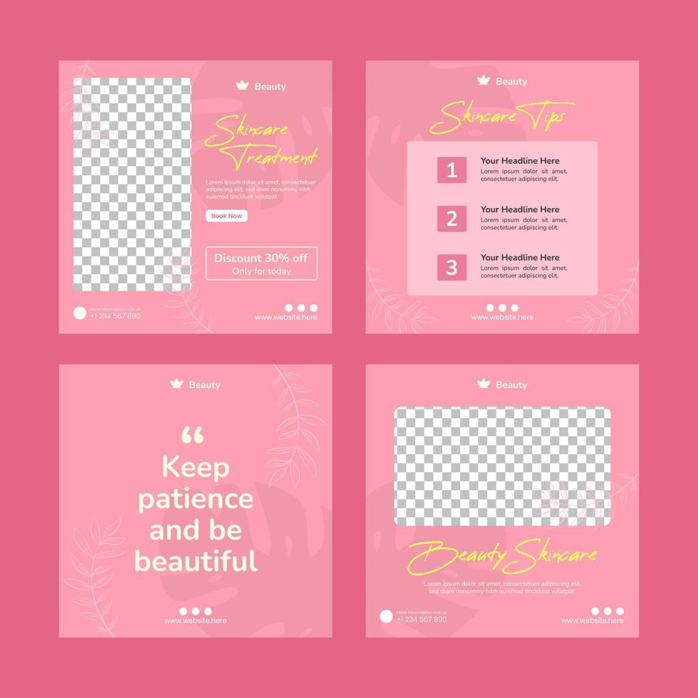 Skincare beauty social media post template vector