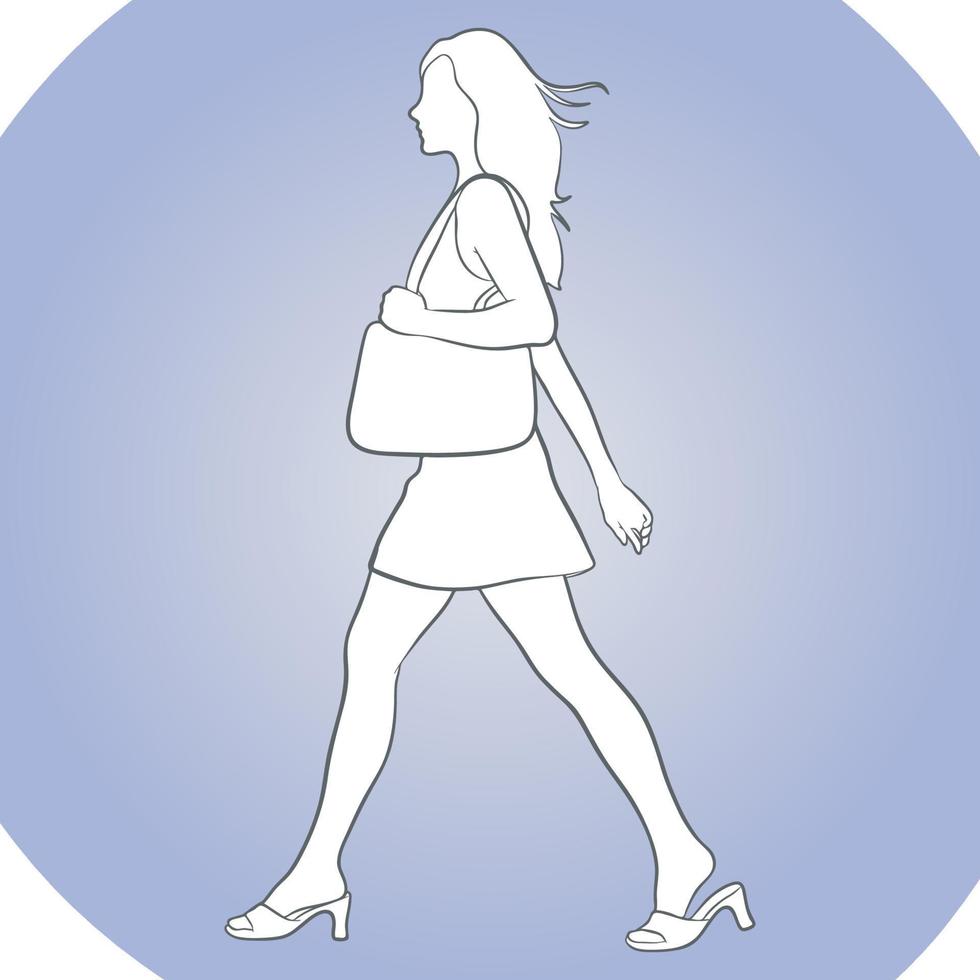 Shopping Female Outline Design. vector