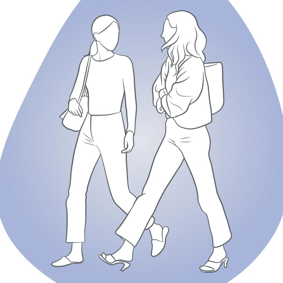 Shopping Female Outline Design. vector