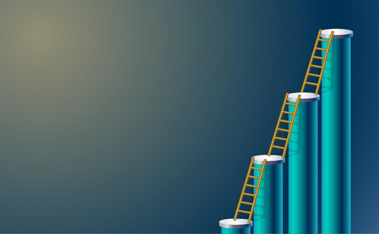 Vector illustration of the ladder to the dream, the ladder to the concept of success