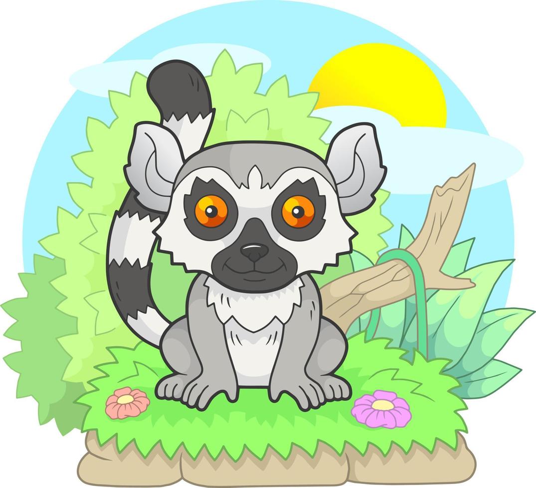 cute cartoon lemur vector