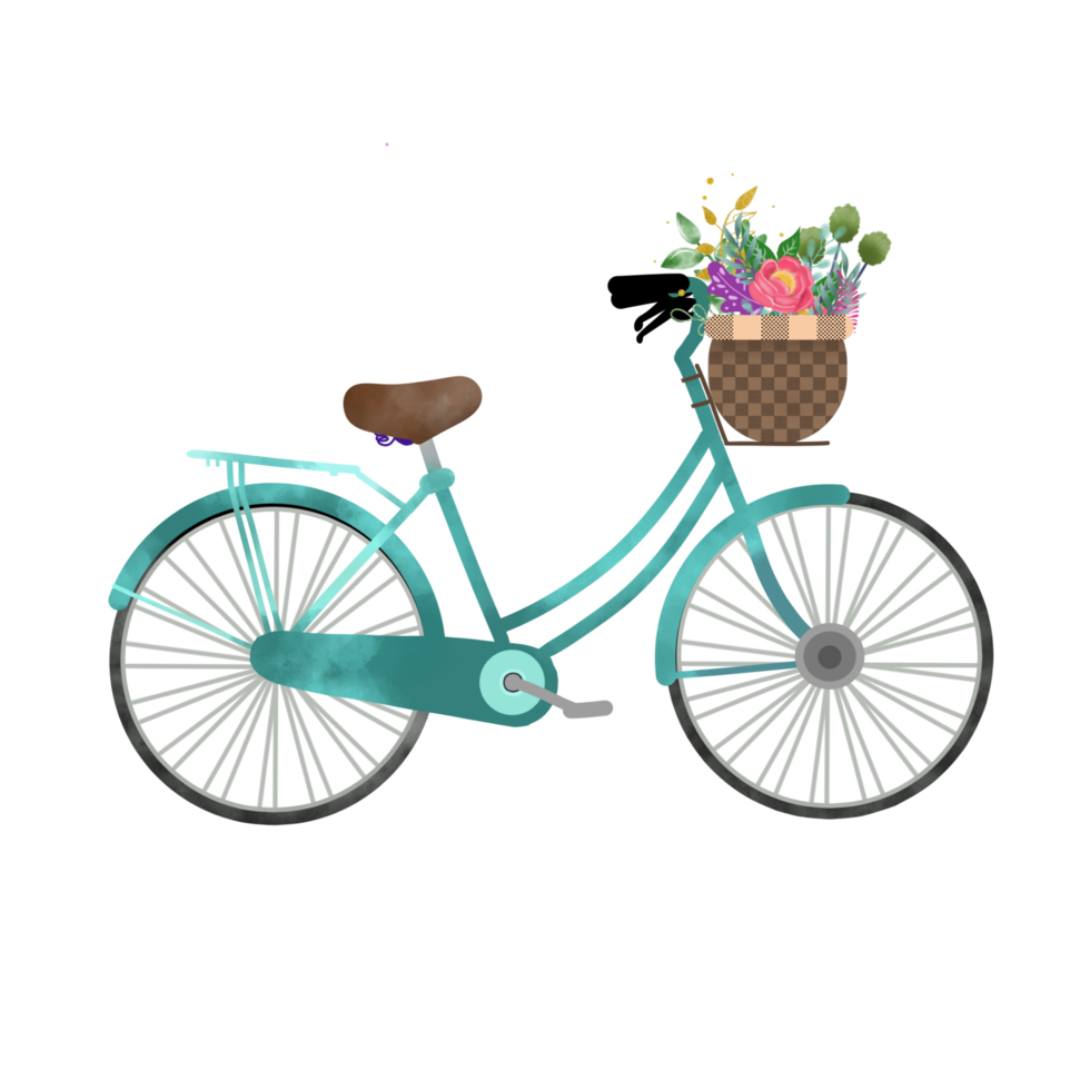 Cute Bicycle Illustration with Flower 12001771 PNG