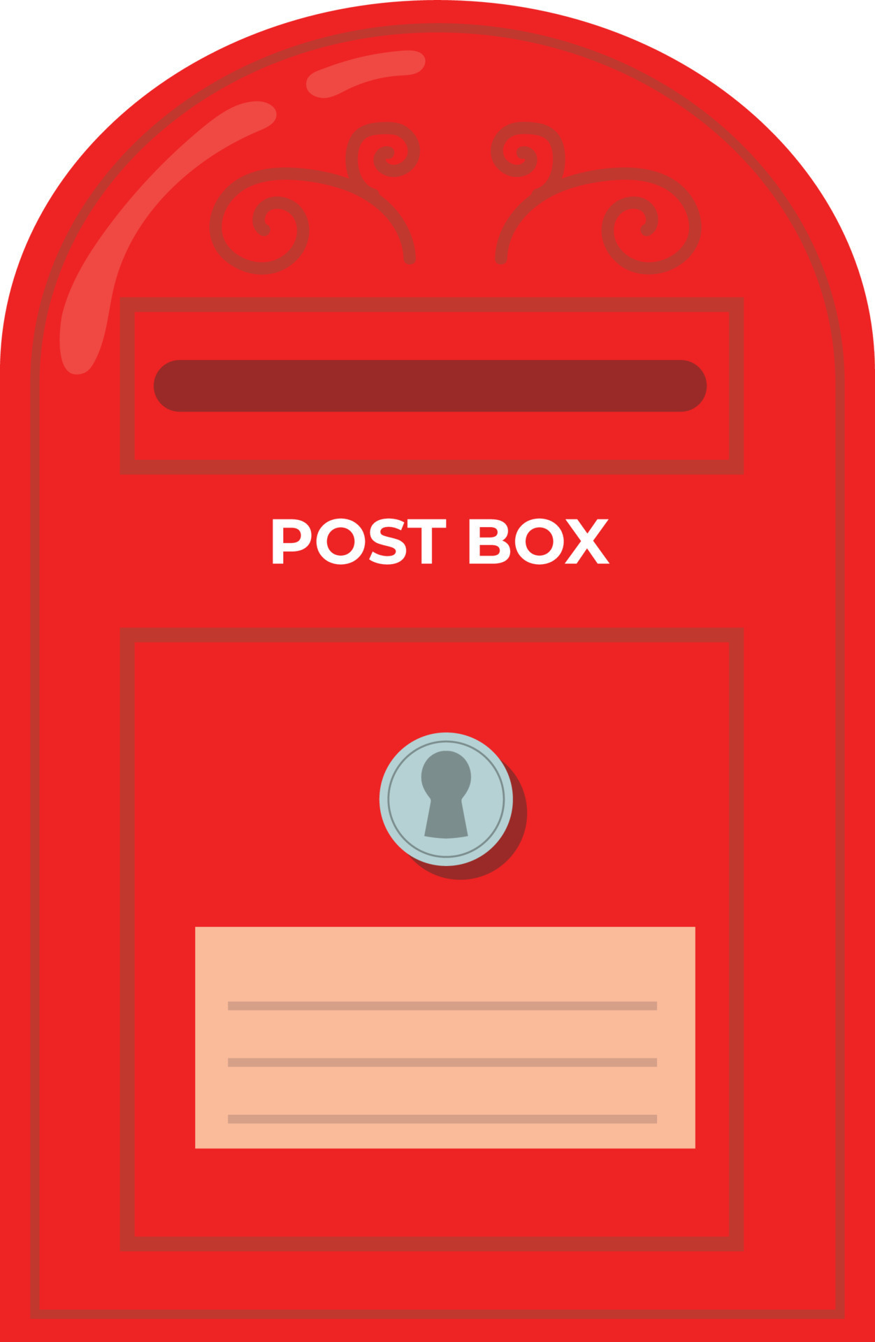 Traditional Old Post Box Vector Design, Vintage red mail Post box