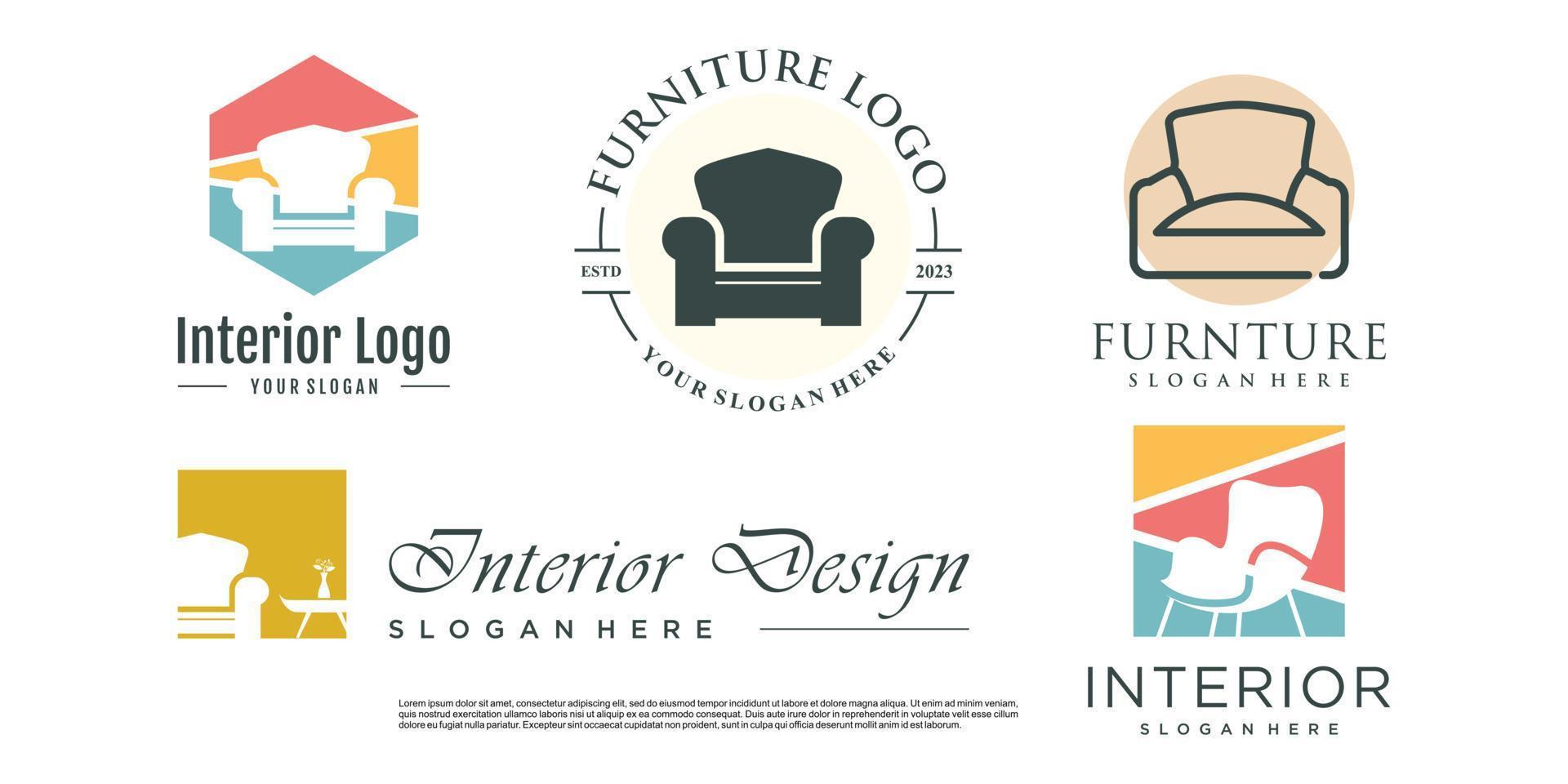 furniture logo design vector with creative concept idea