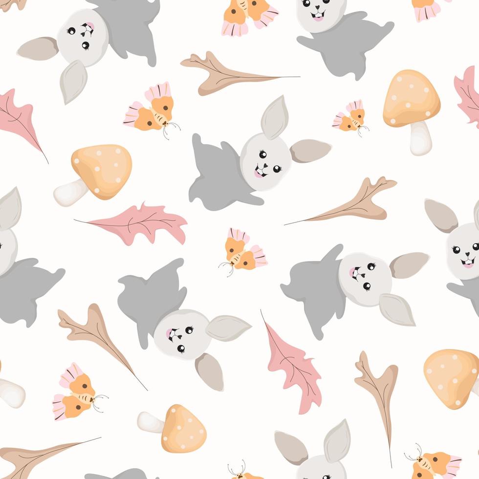 seamless pattern with cute bunny rabbit background vector