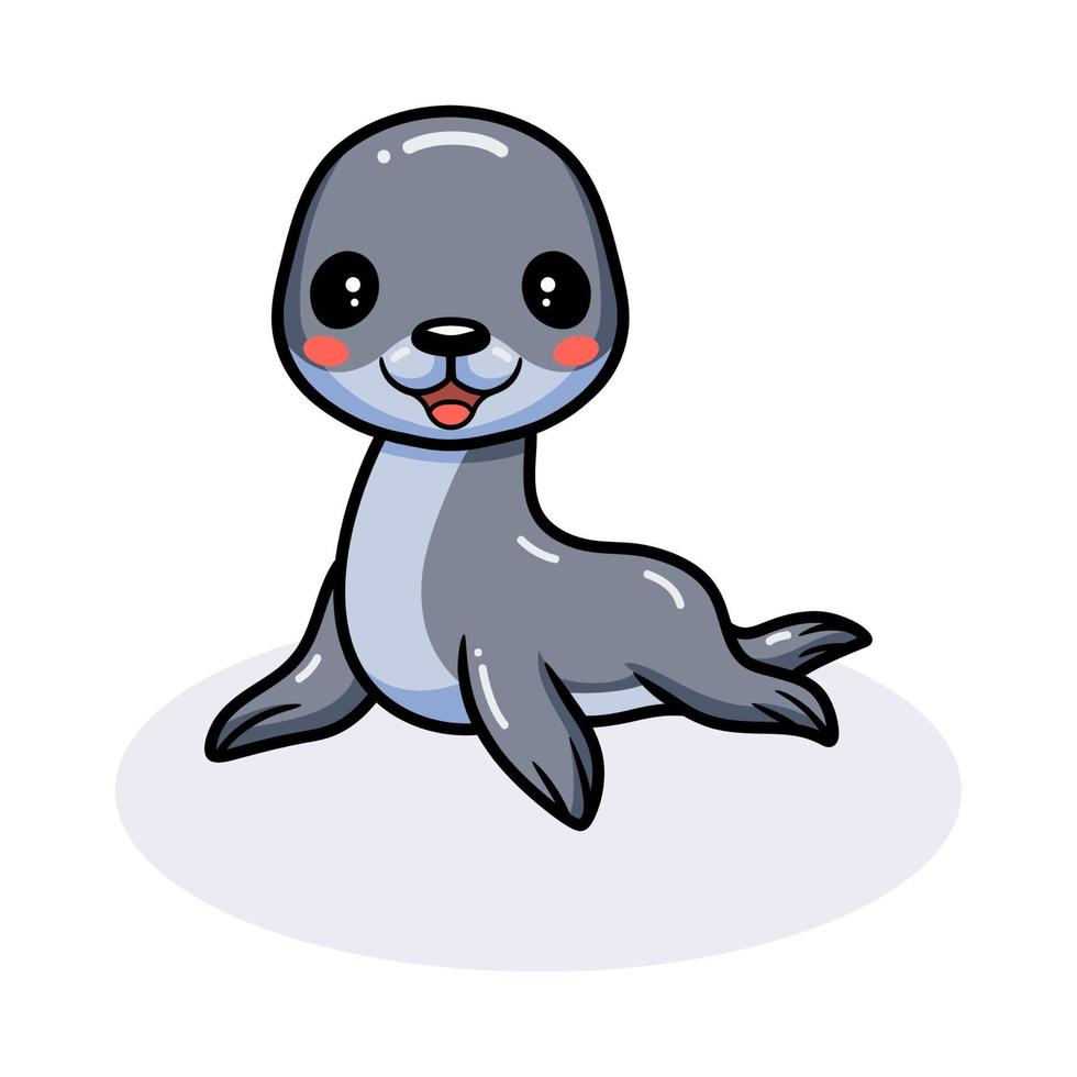 Cute little seal cartoon posing vector