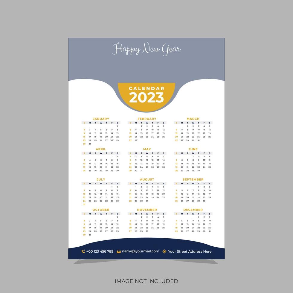 2023 singlepage wall calendar vector design  template.