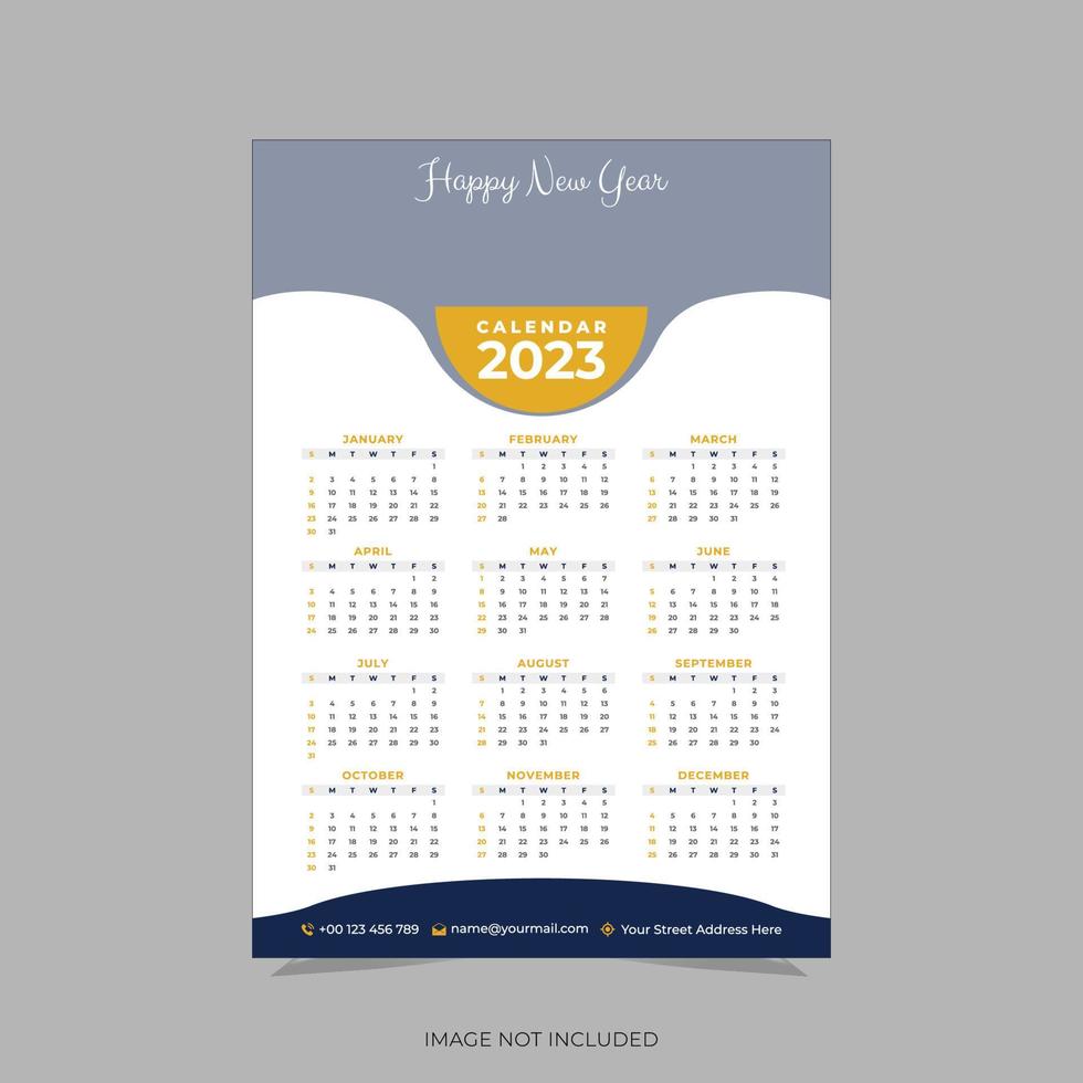 2023 singlepage wall calendar vector design  template.