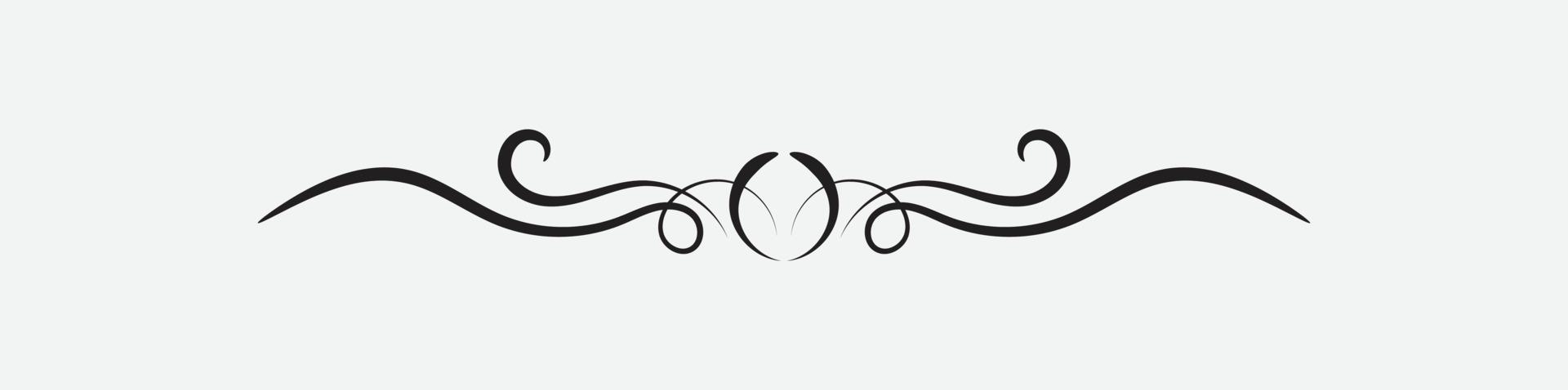 ornamental filigree flourish and thin divider. Classical vintage element, vector illustration