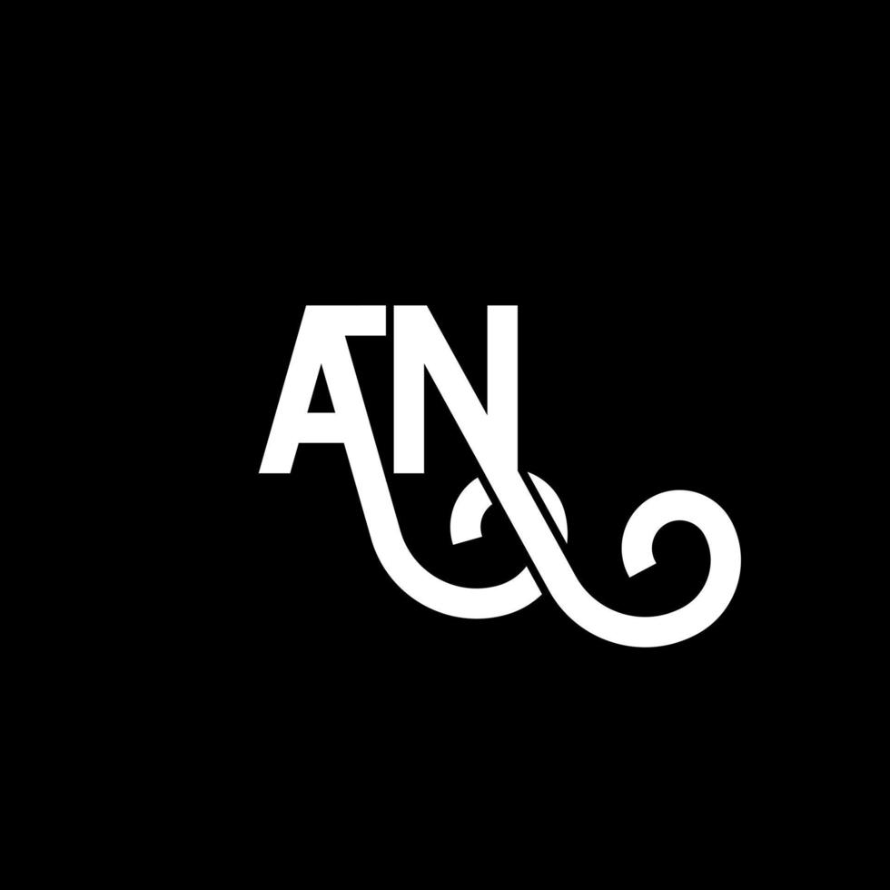 AN letter logo design on black background. AN creative initials letter logo concept. an letter design. AN white letter design on black background. A N, a n logo vector