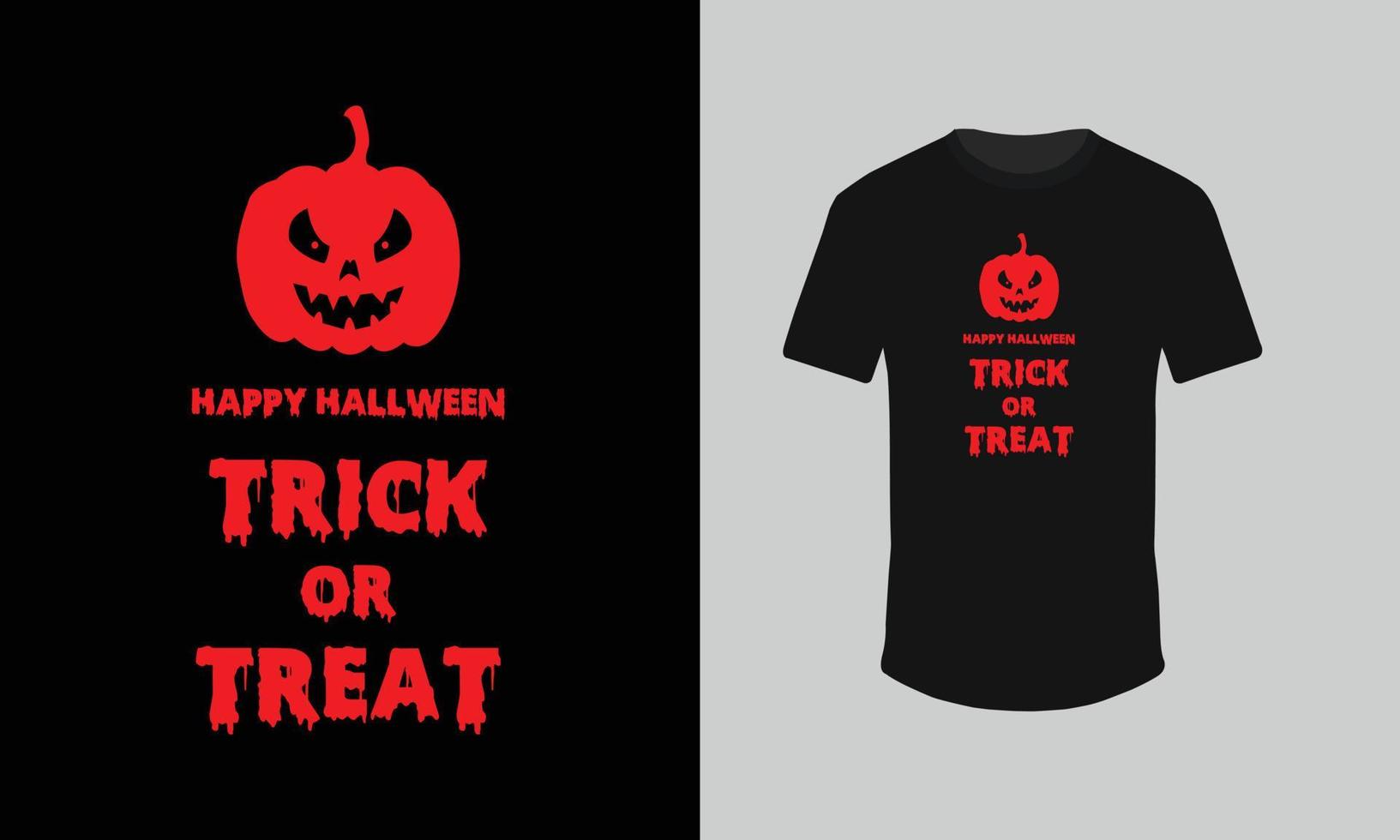 Trick or treat Halloween t shirt design with pumpkin vector