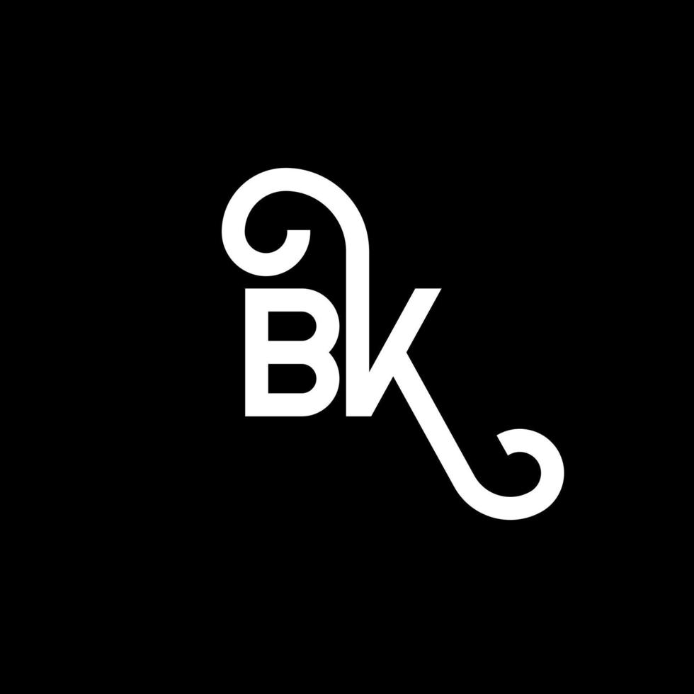 diseño de logotipo de letra bk sobre fondo negro. concepto de logotipo de letra de iniciales creativas bk. diseño de letras bk. bk diseño de letras blancas sobre fondo negro. bk, logotipo de bk vector