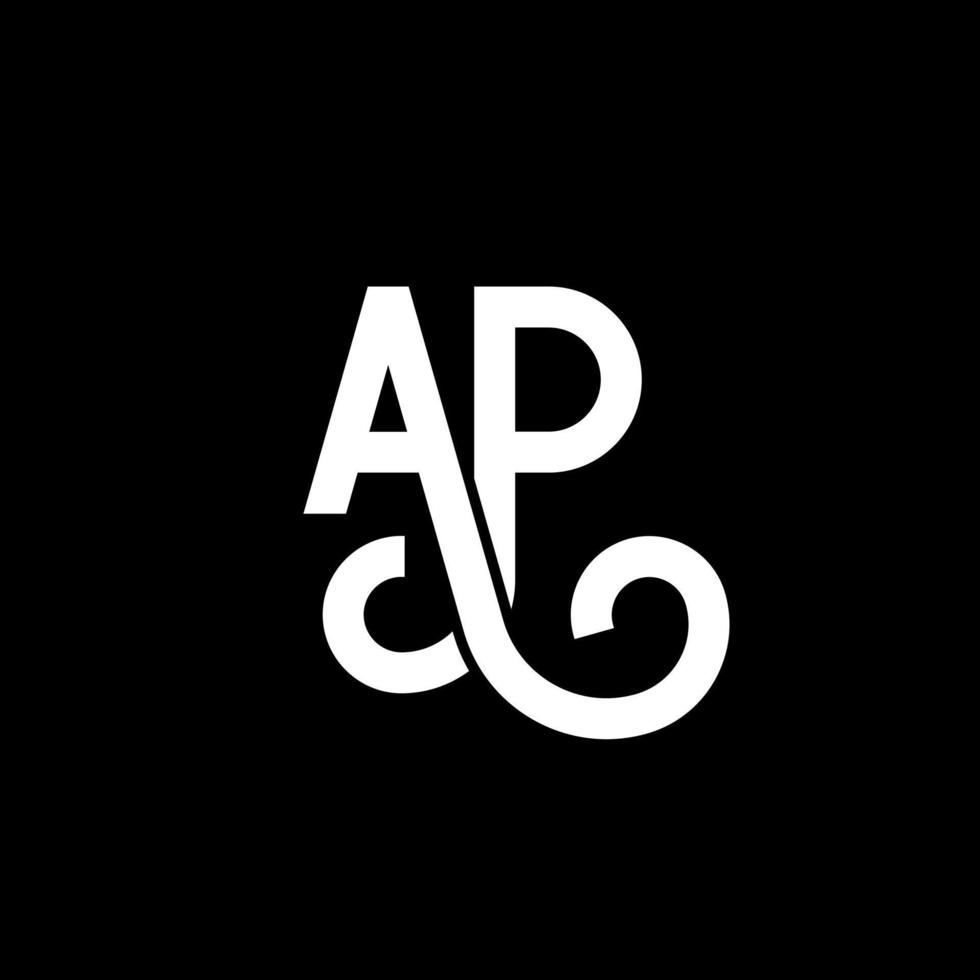 AP letter logo design on black background. AP creative initials letter logo concept. ap letter design. AP white letter design on black background. A P, a p logo vector