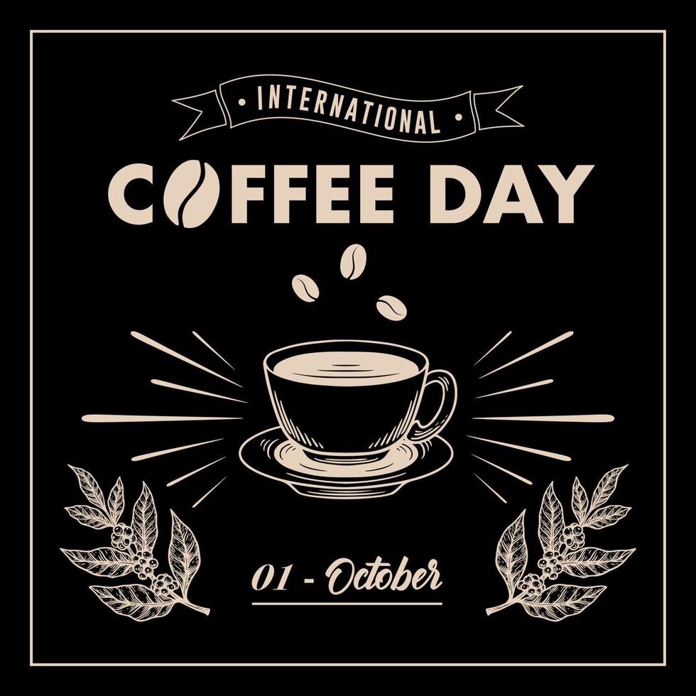 International coffee day background template design vector