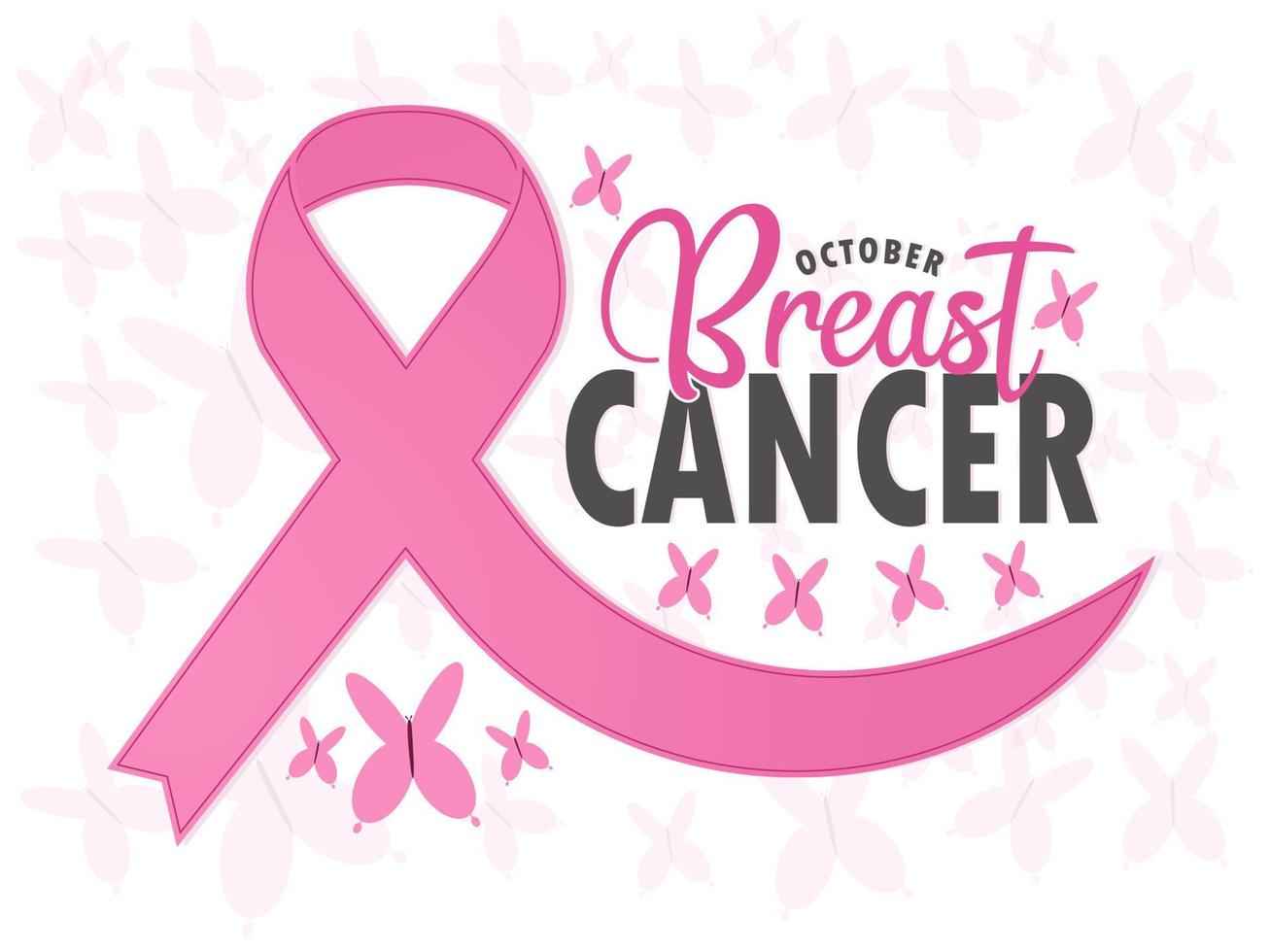 Breast Cancer Awareness month in October. vector Calligraphy Poster pink ribbon, template. Vector illustration.