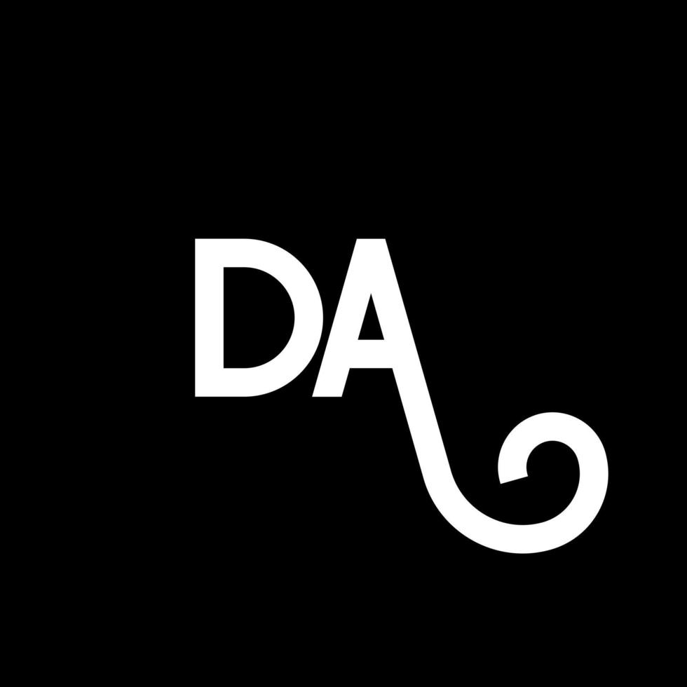 DA letter logo design on black background. DA creative initials letter logo concept. da letter design. DA white letter design on black background. D A, d a logo vector