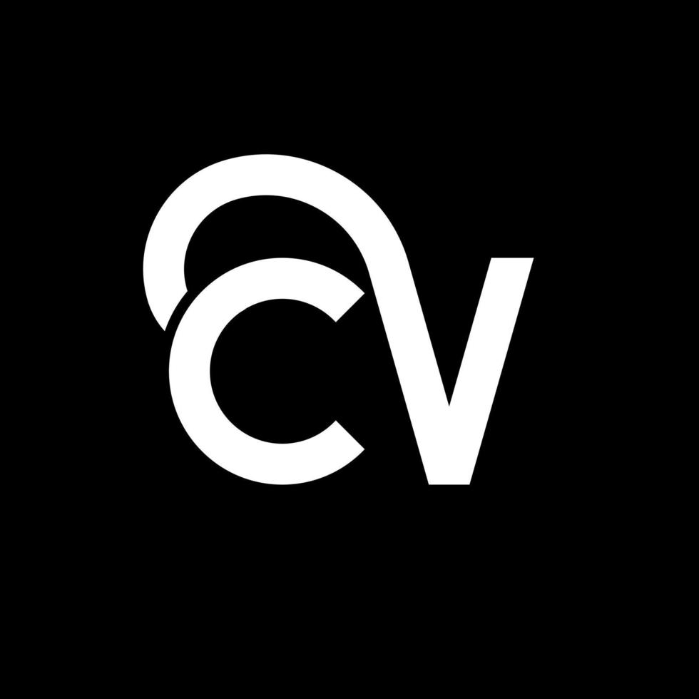 diseño de logotipo de letra cv sobre fondo negro. concepto de logotipo de letra de iniciales creativas cv. diseño de carta cv. cv diseño de letra blanca sobre fondo negro. cv, logotipo de cv vector