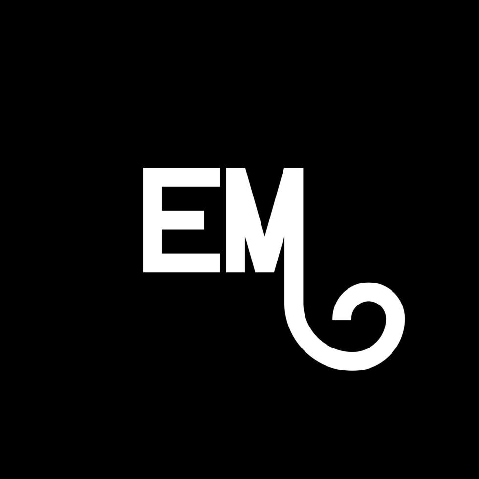 EM letter logo design on black background. EM creative initials letter logo concept. em letter design. EM white letter design on black background. E M, e m logo vector