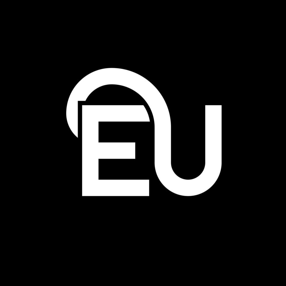 diseño del logotipo de la carta de la UE sobre fondo negro. concepto de logotipo de letra de iniciales creativas de la UE. diseño de letras de la UE. diseño de letras blancas de la UE sobre fondo negro. ue, logotipo de la ue vector