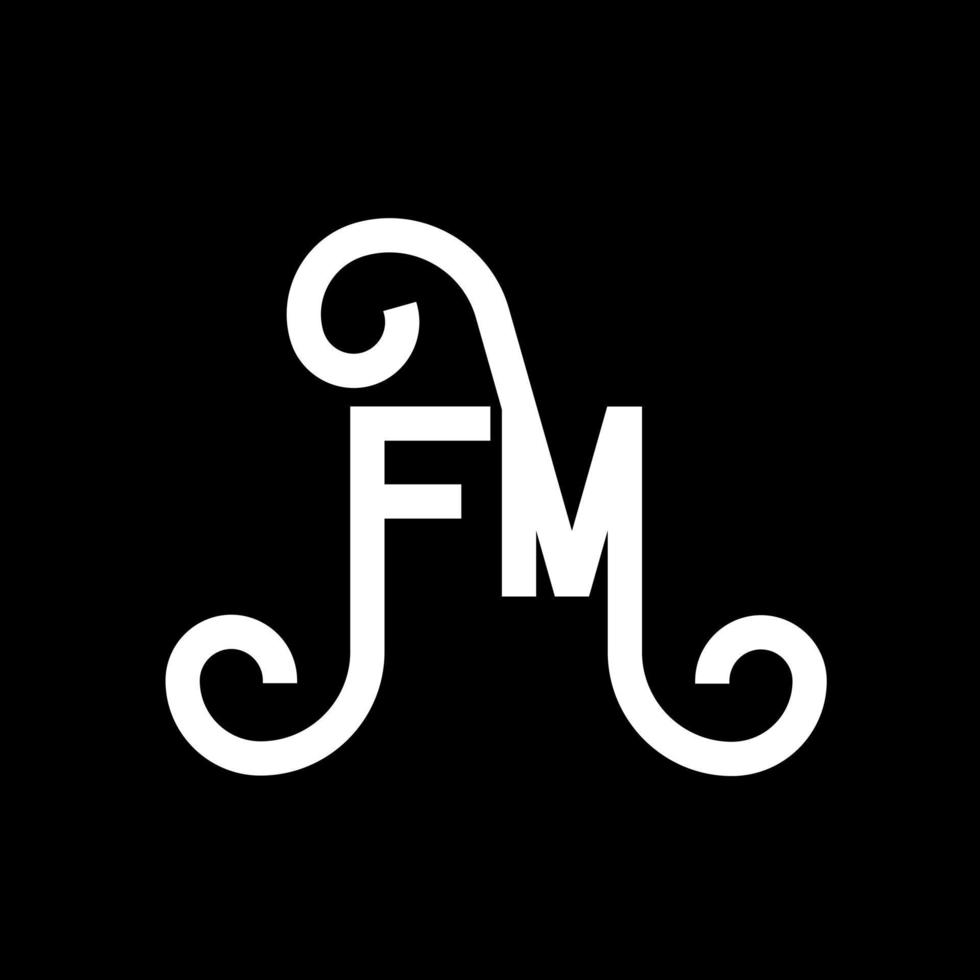 FM letter logo design on black background. FM creative initials letter logo concept. fm letter design. FM white letter design on black background. F M, f m logo vector
