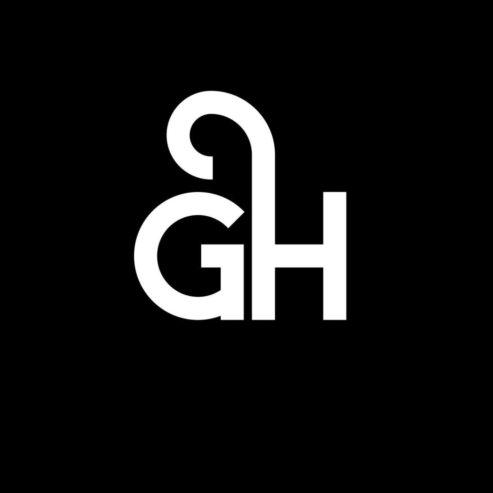 GH letter logo design on black background. GH creative initials letter logo concept. gh letter design. GH white letter design on black background. G H, g h logo vector