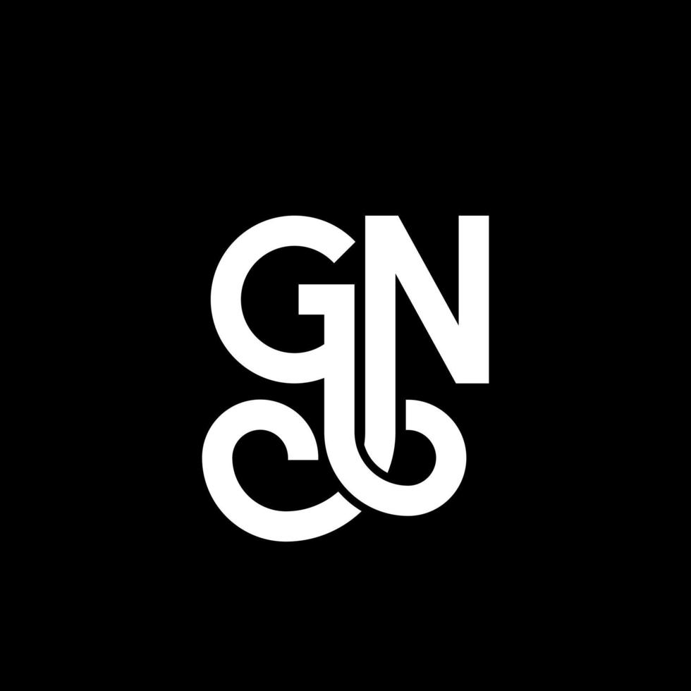 diseño de logotipo de letra gn sobre fondo negro. concepto de logotipo de letra de iniciales creativas gn. diseño de letra gn. gn diseño de letra blanca sobre fondo negro. gn, logotipo de gn vector