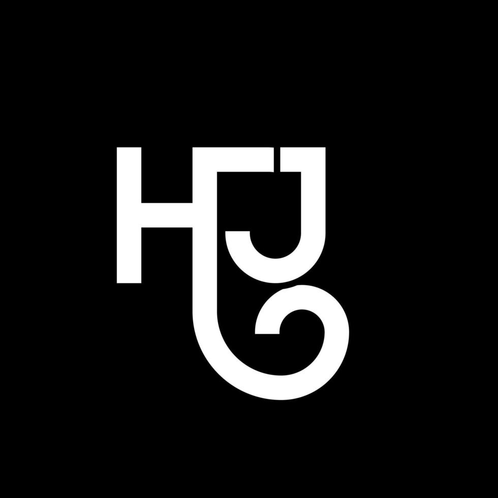 HJ letter logo design on black background. HJ creative initials letter logo concept. hj letter design. HJ white letter design on black background. H J, h j logo vector