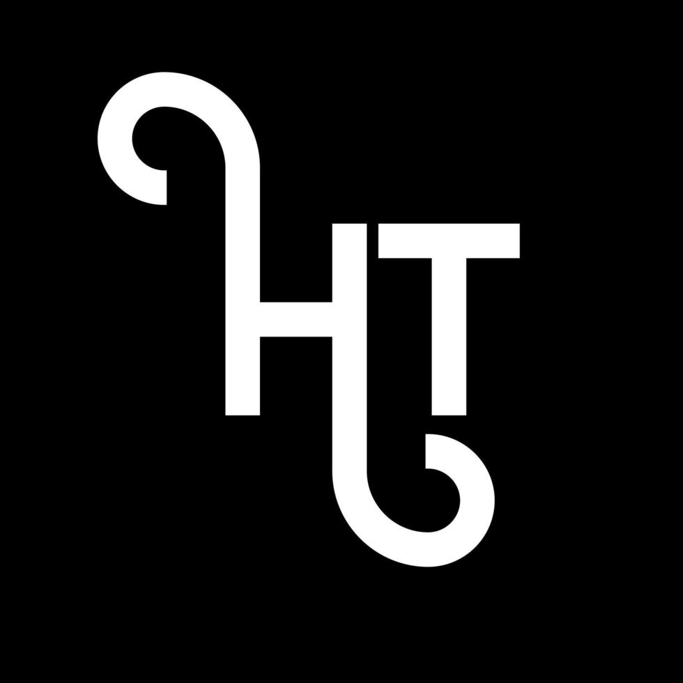 diseño de logotipo de letra ht sobre fondo negro. concepto de logotipo de letra de iniciales creativas ht. diseño de letra ht. ht diseño de letras blancas sobre fondo negro. ht, logotipo de ht vector