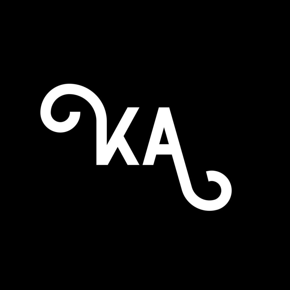 KA letter logo design on black background. KA creative initials letter logo concept. ka letter design. KA white letter design on black background. K A, k a logo vector