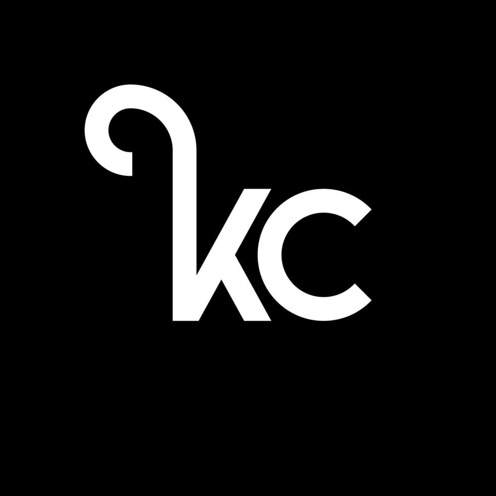 diseño de logotipo de letra kc sobre fondo negro. concepto de logotipo de letra de iniciales creativas kc. diseño de letras kc. kc diseño de letras blancas sobre fondo negro. kc, logotipo de kc vector