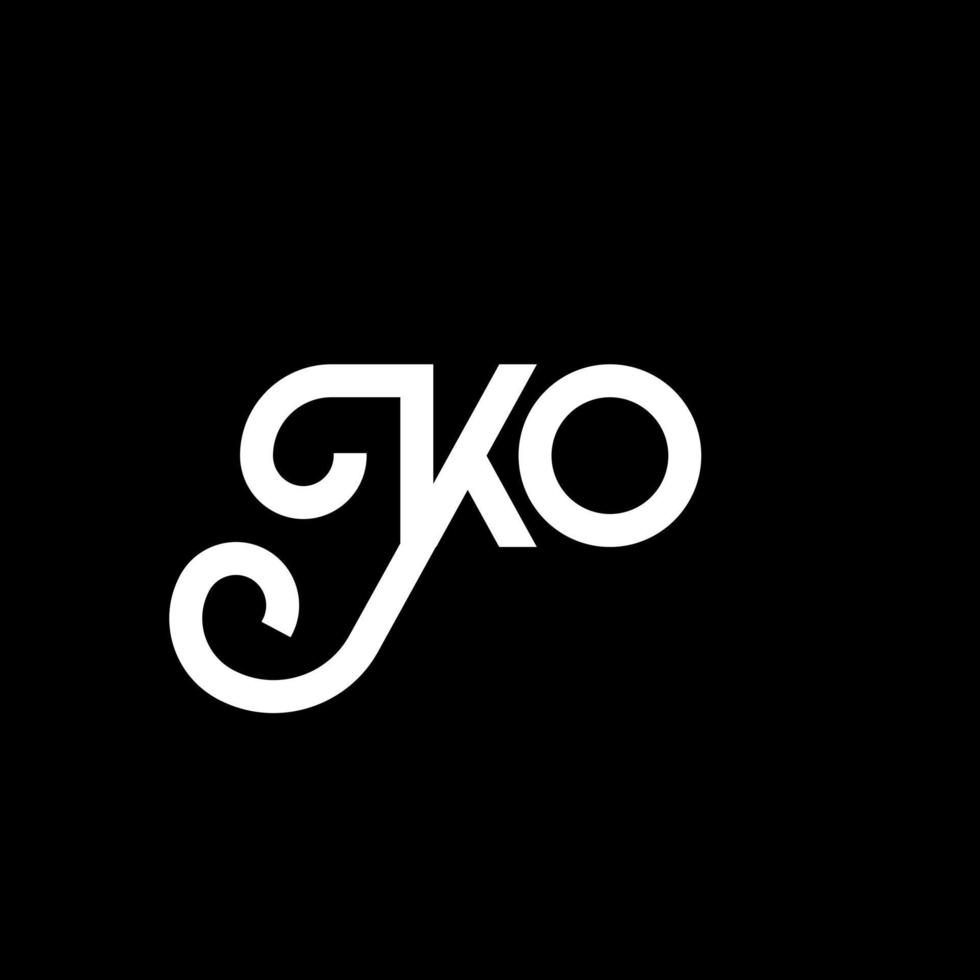 diseño de logotipo de letra ko sobre fondo negro. concepto de logotipo de letra inicial creativa ko. diseño de letras ko. ko diseño de letras blancas sobre fondo negro. logotipo de ko, ko vector