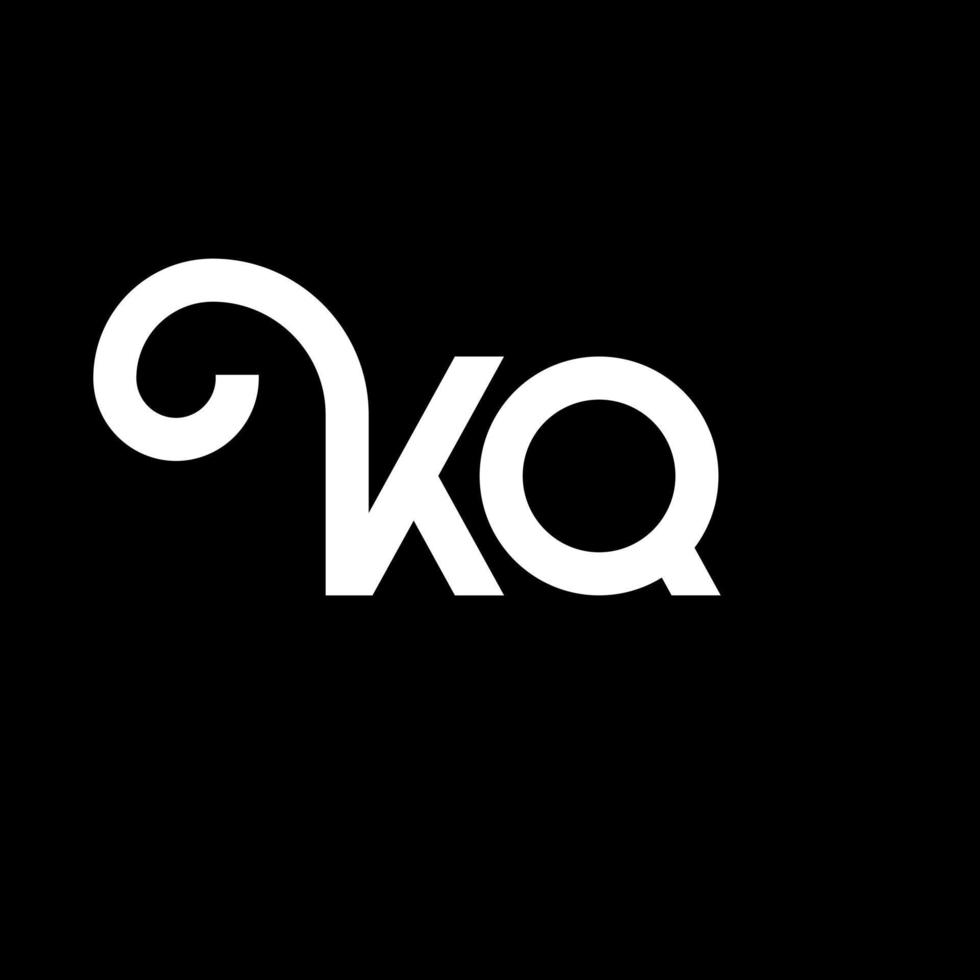 KQ letter logo design on black background. KQ creative initials letter logo concept. kq letter design. KQ white letter design on black background. K Q, k q logo vector