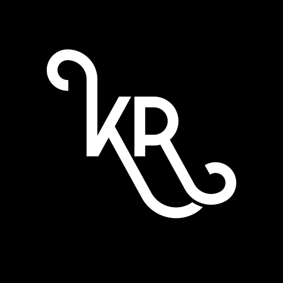 diseño de logotipo de letra kr sobre fondo negro. concepto de logotipo de letra de iniciales creativas kr. diseño de letras kr. kr diseño de letras blancas sobre fondo negro. kr, logotipo de kr vector