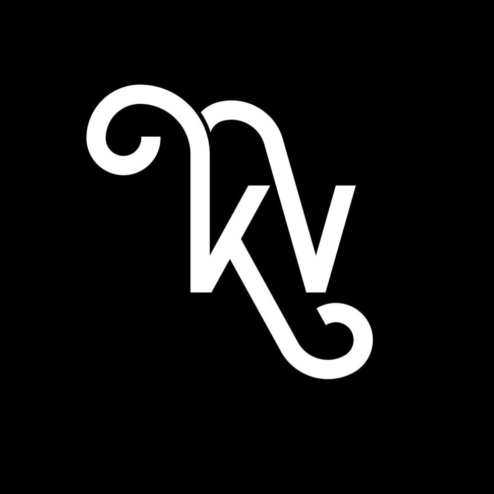 diseño del logotipo de la letra kv sobre fondo negro. concepto de logotipo de letra de iniciales creativas kv. diseño de letras kv. kv diseño de letras blancas sobre fondo negro. kv, logotipo de kv vector