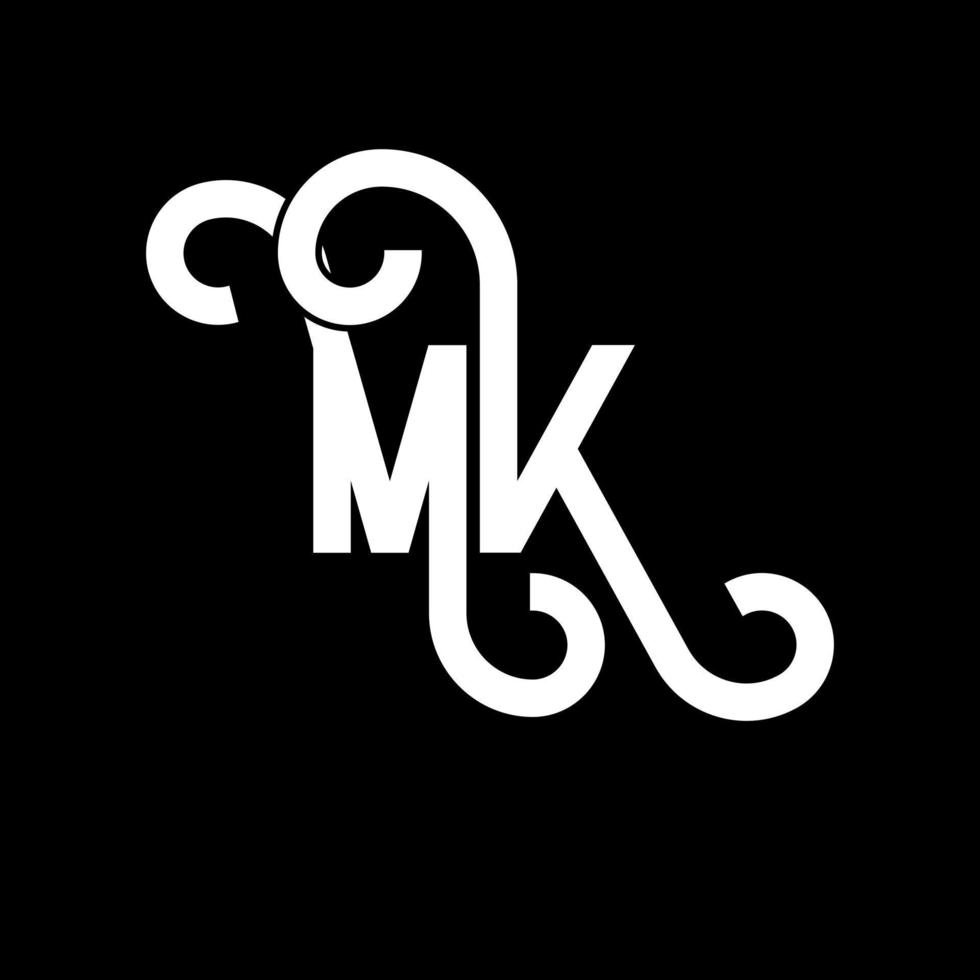 MK Letter Logo Design. Initial letters MK logo icon. Abstract letter MK minimal logo design template. M K letter design vector with black colors. mk logo