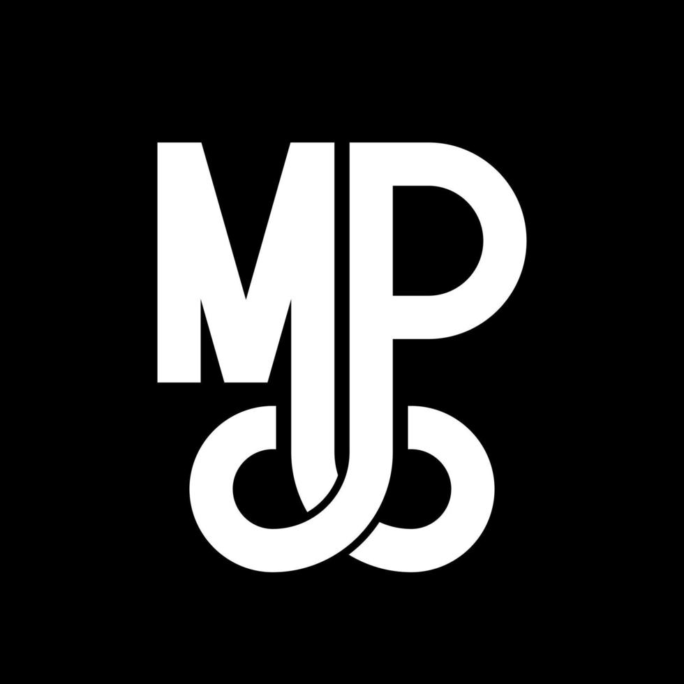 MP Letter Logo Design. Initial letters MP logo icon. Abstract letter MP minimal logo design template. M P letter design vector with black colors. mp logo