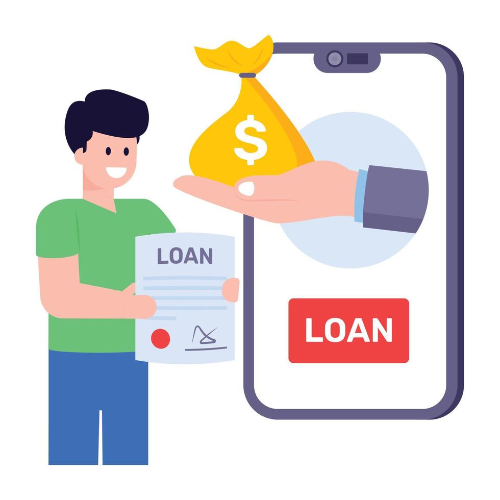 A flat modern illustration of mobile payment vector