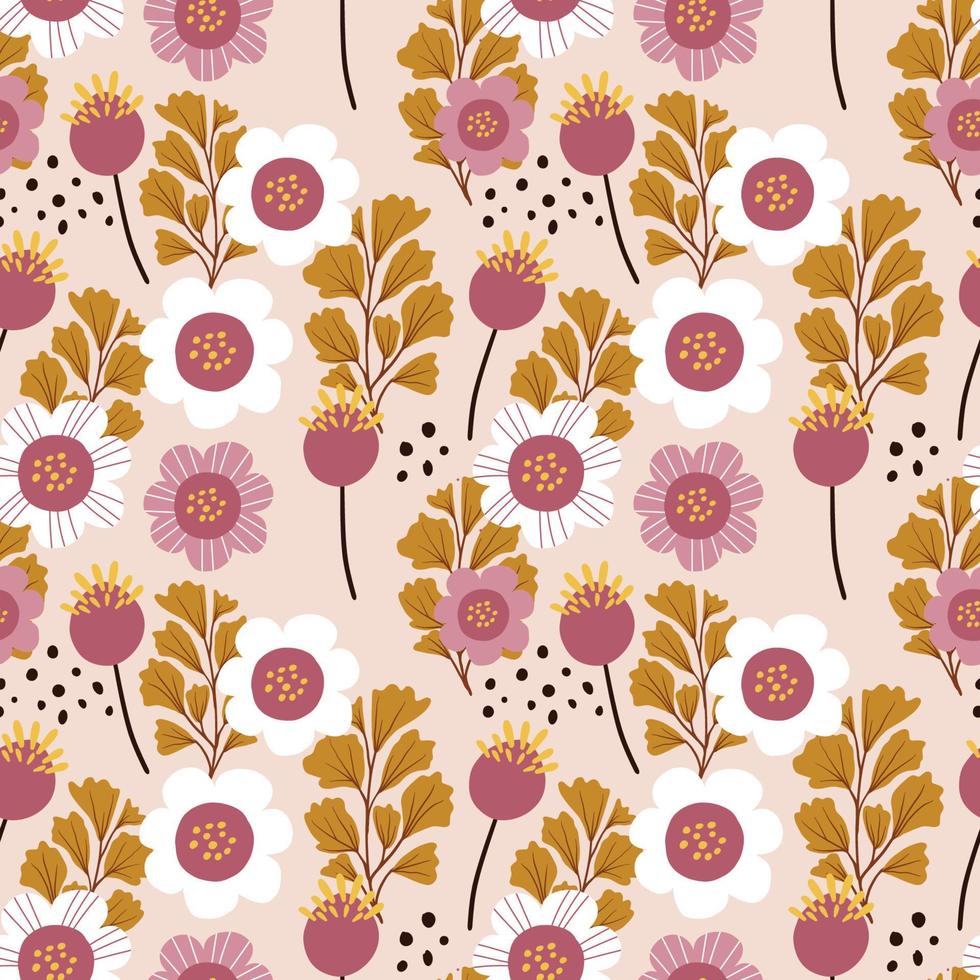 Seamless Pattern in hand drawn boho style vector