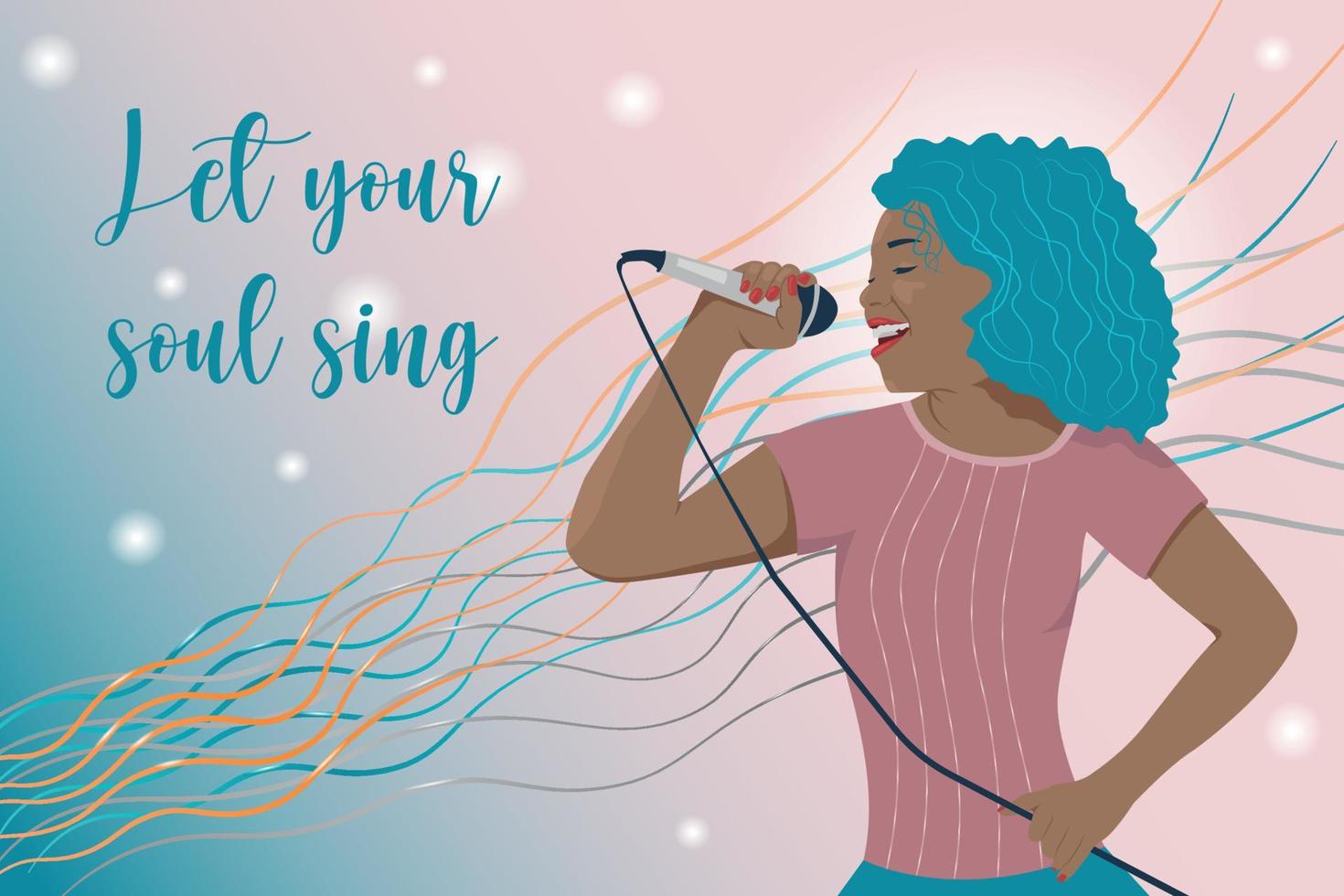Young happy smiling woman singing vector