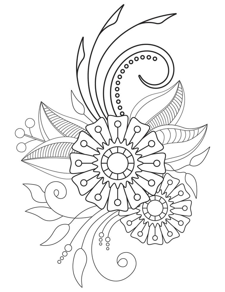 Mehndi flower pattern for Henna drawing for adult coloring page vector