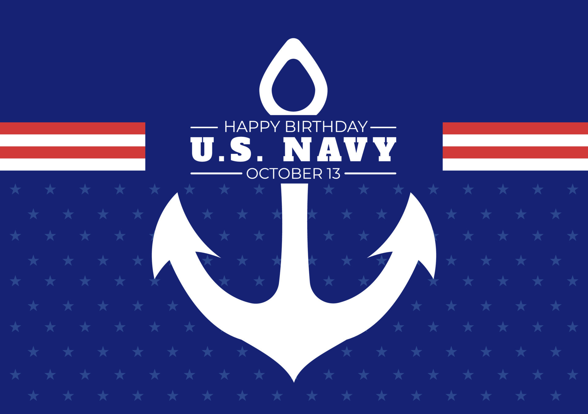 U.S. Navy Birthday on October 13th Hand Drawn Cartoon Flat Illustration