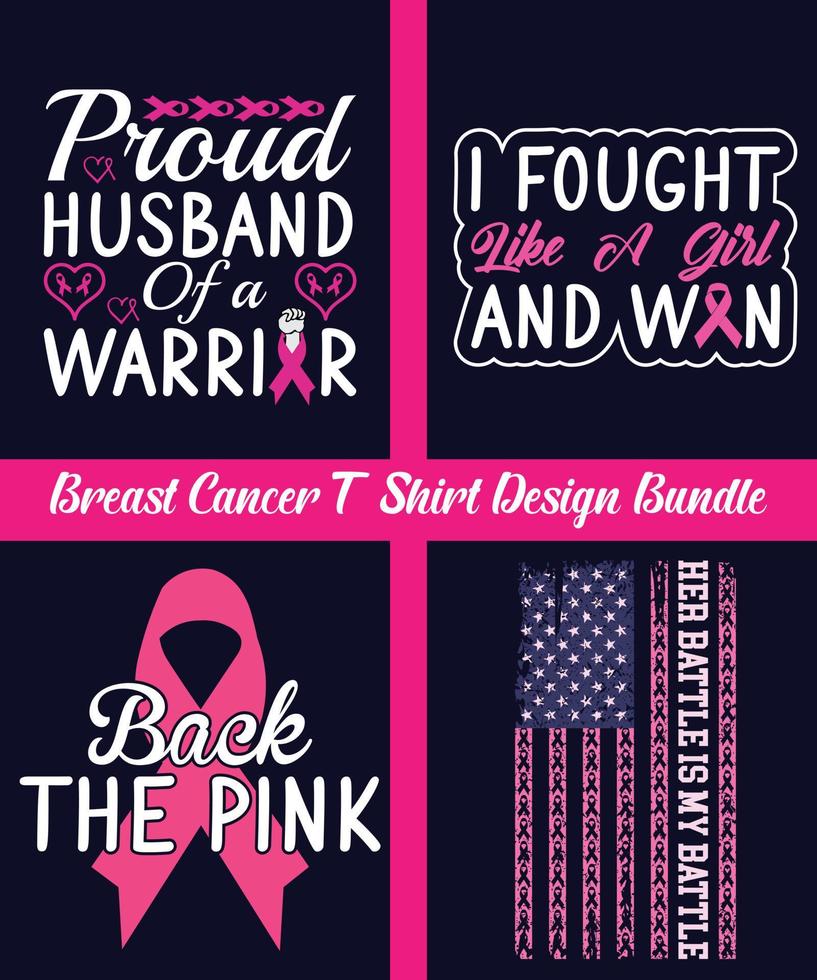 paquete de diseño de camisetas de cáncer de mama, diseño para imprimir como camiseta, taza, marco, día del cáncer de mama, diseño de camisetas de cáncer de mama, diseño de letras de mercancías vector