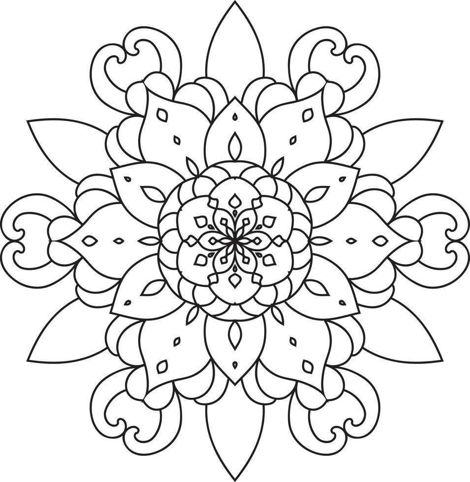 contorno negro flor mandala pro vector